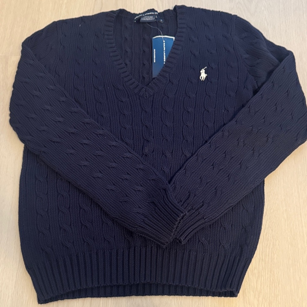 Ralph Lauren Navy V-Neck Sweater